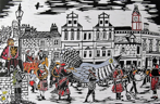 Cuckoo Festival linoprint 26x40cm