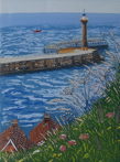 Whitby harbour view linoprint 38x28cm 